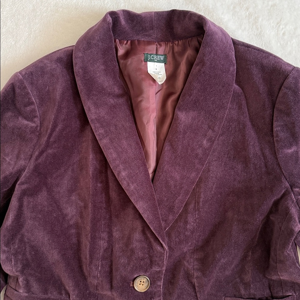 J. Crew | 2011 Eden Velvet Two Button Peplum Lined Blazer 30591 Purple (8) - Picture 3 of 15
